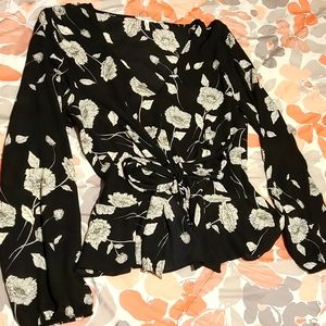 Maurices Flowy V-neck Wrap Blouse Sz L